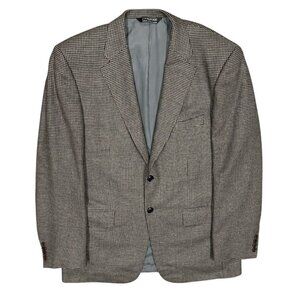 Samuelsohn Wool Cashmere Blazer Houndstooth Sport Coat Brown 41R